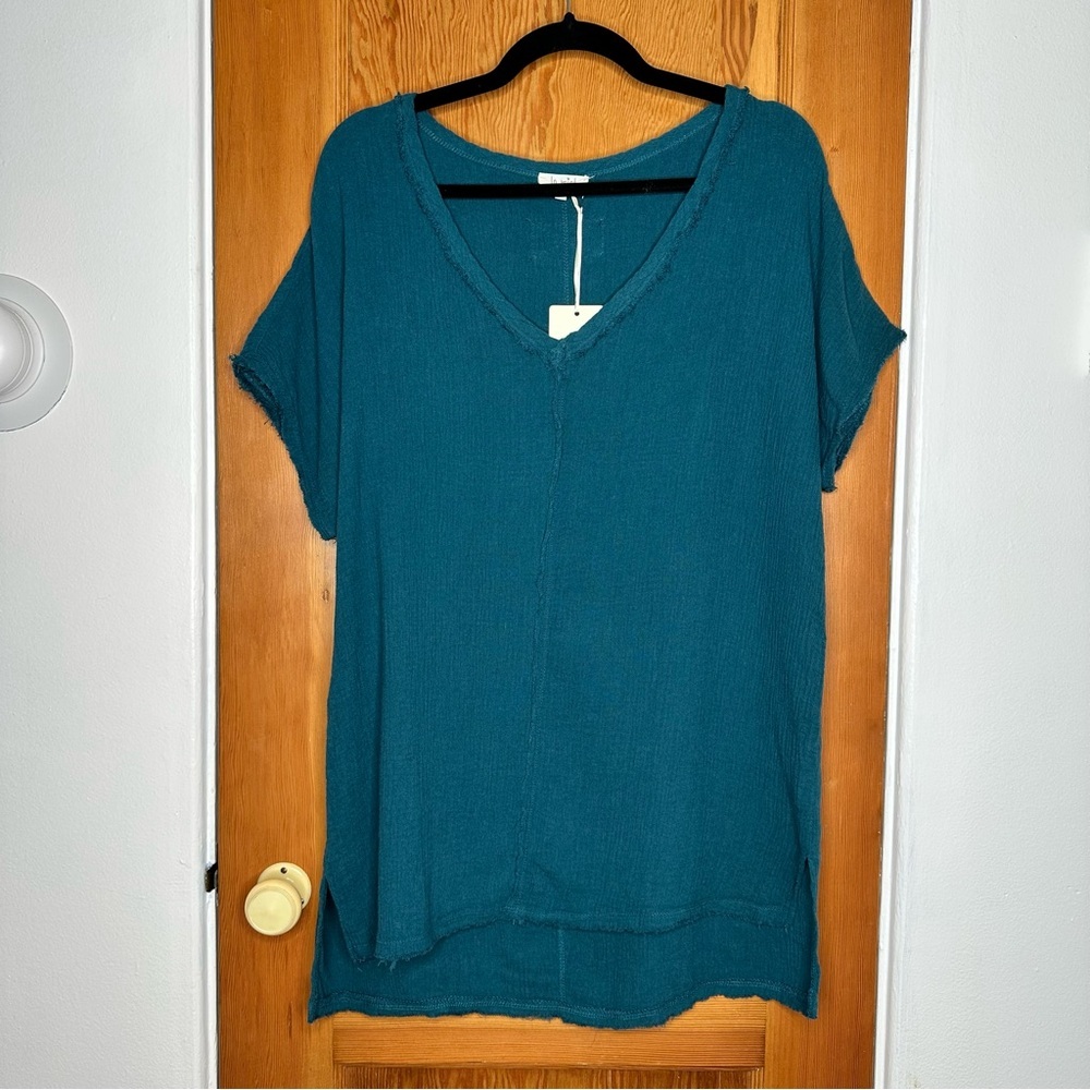 la miel boutique gauzy cotton relaxed fit short sleeve t-shirt